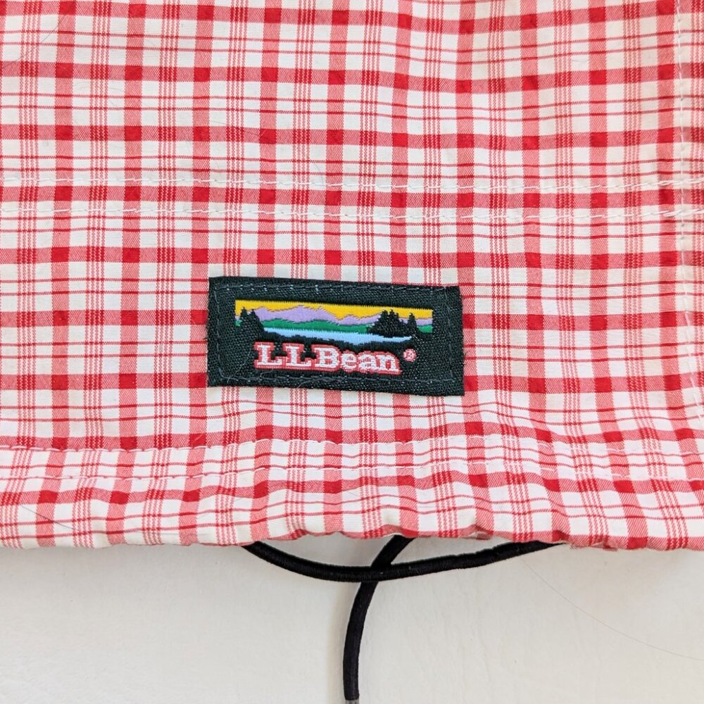 Vintage L.L. Bean Red Check 90's Windbreaker Anorak Size M Packable - Picture 6 of 10